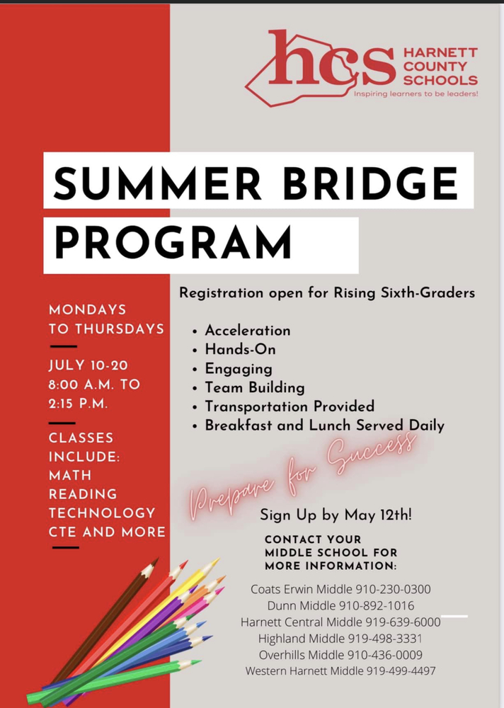 Summer Bridge Program for Rising 6th Graders | Coats Elementary School