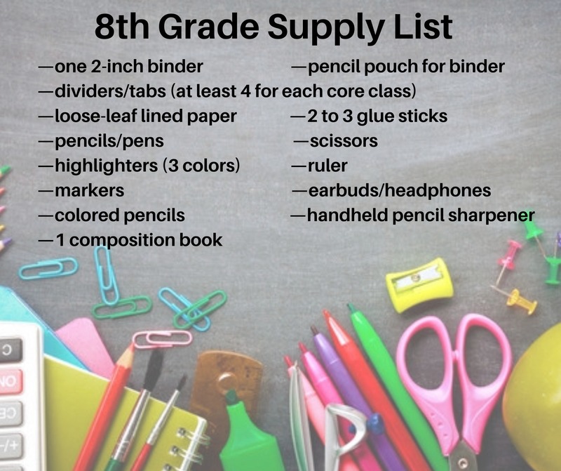 2022 - 2023 School Supply Lists | Harnett Central Middle School