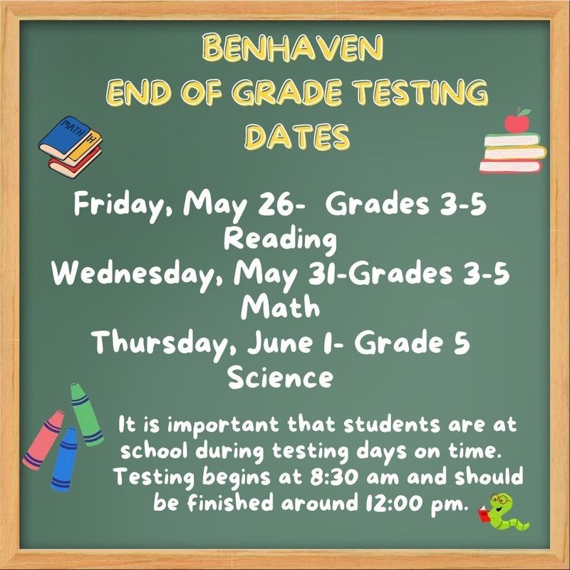 EOG Testing Dates Benhaven Elementary School